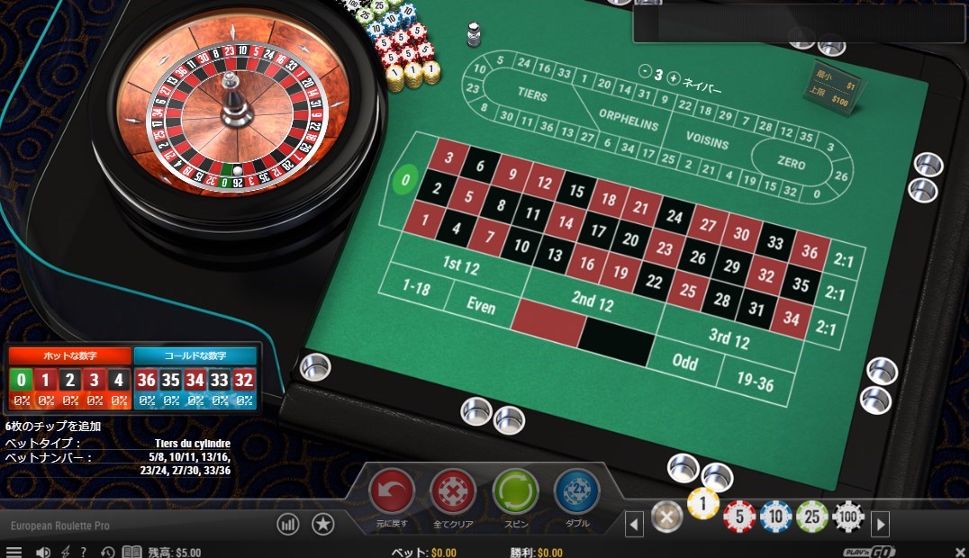 カジノシークレットのおすすめルーレット「European Roulette（ヨーロピアン・ルーレット）」