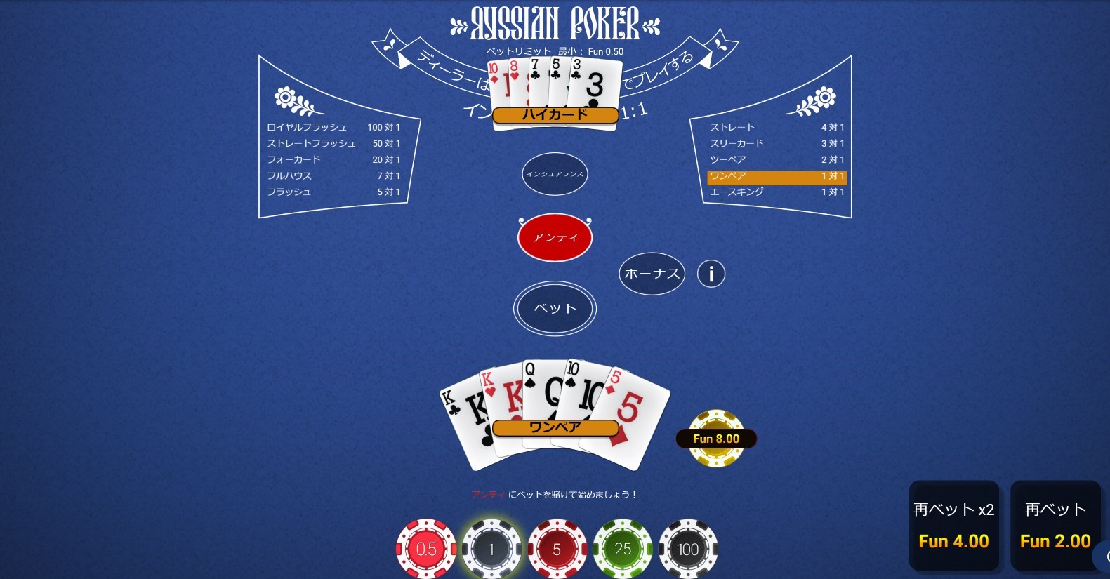 Russian Poker（ロシアポーカー）